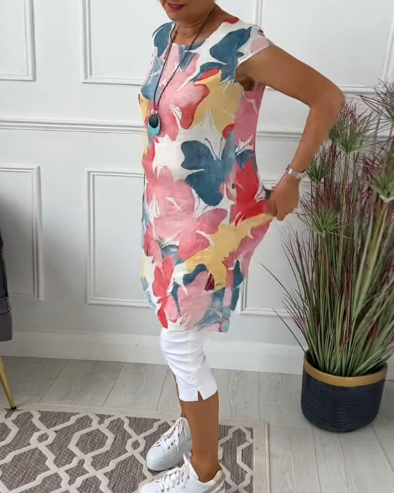 LUCIENNE™ - KLEURRIJKE LANGE BLOEMENPRINT TOP