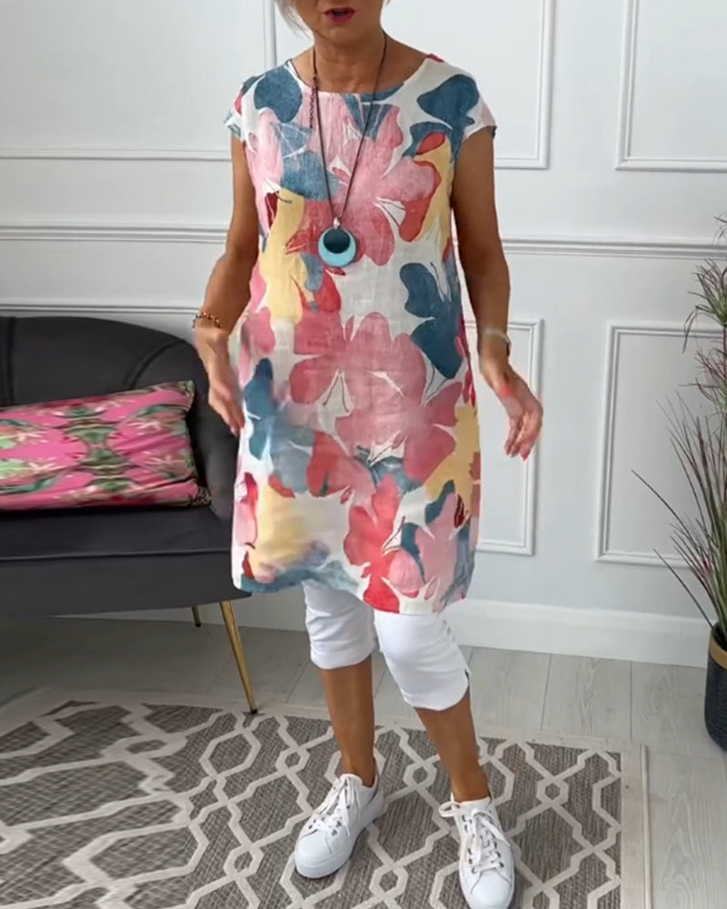 LUCIENNE™ - KLEURRIJKE LANGE BLOEMENPRINT TOP