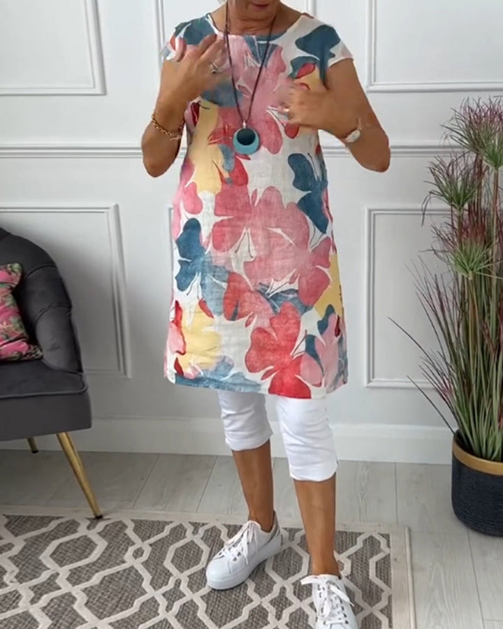 LUCIENNE™ - KLEURRIJKE LANGE BLOEMENPRINT TOP